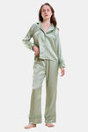 Mysthelle Silk & Satin Loungewear Set - Mint Green — thumbnail 1